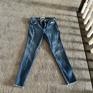 Hollister Blue Skinny Jeans with Tapered Leg and Faded Wash